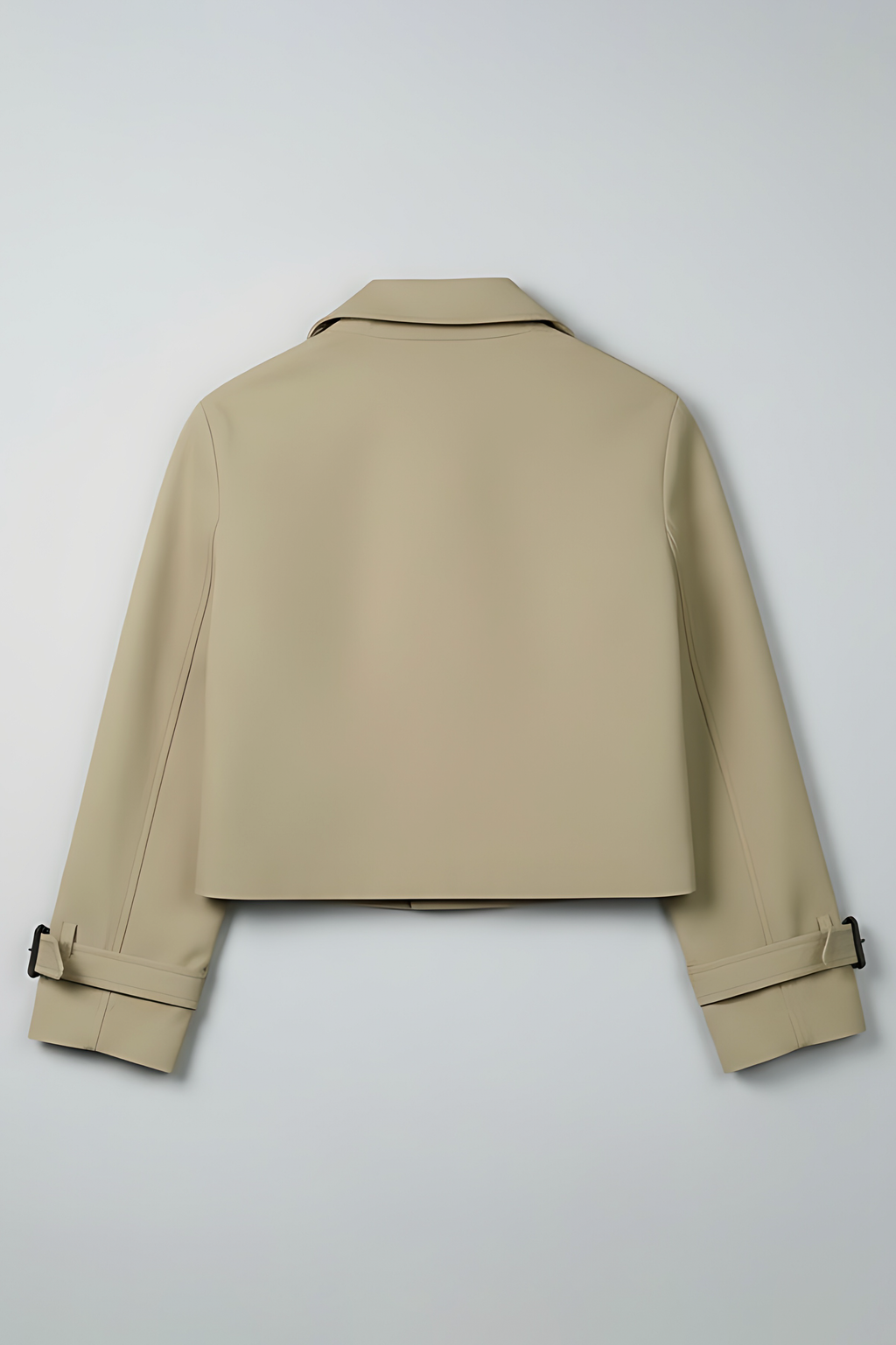 Double Breasted Cropped Trench Coat - Khaki