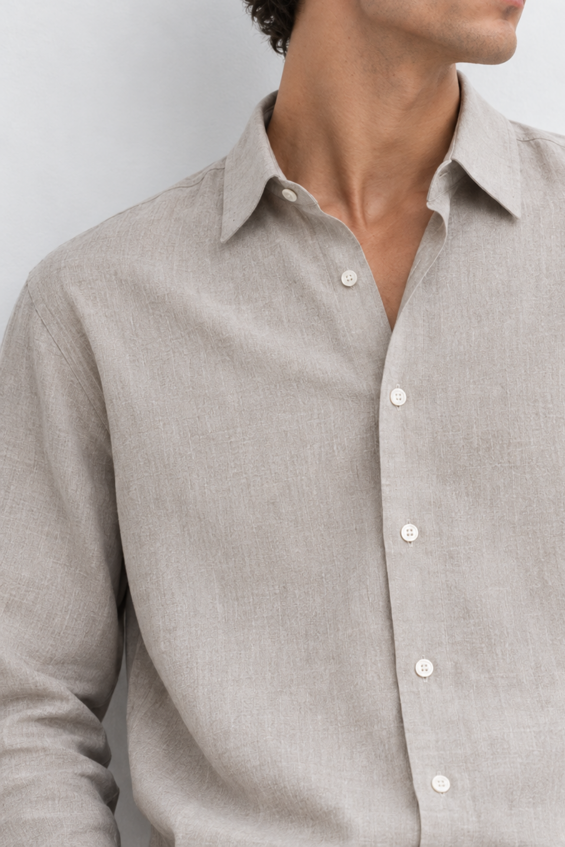 Light Grey Linen Shirt - Men Secondary image