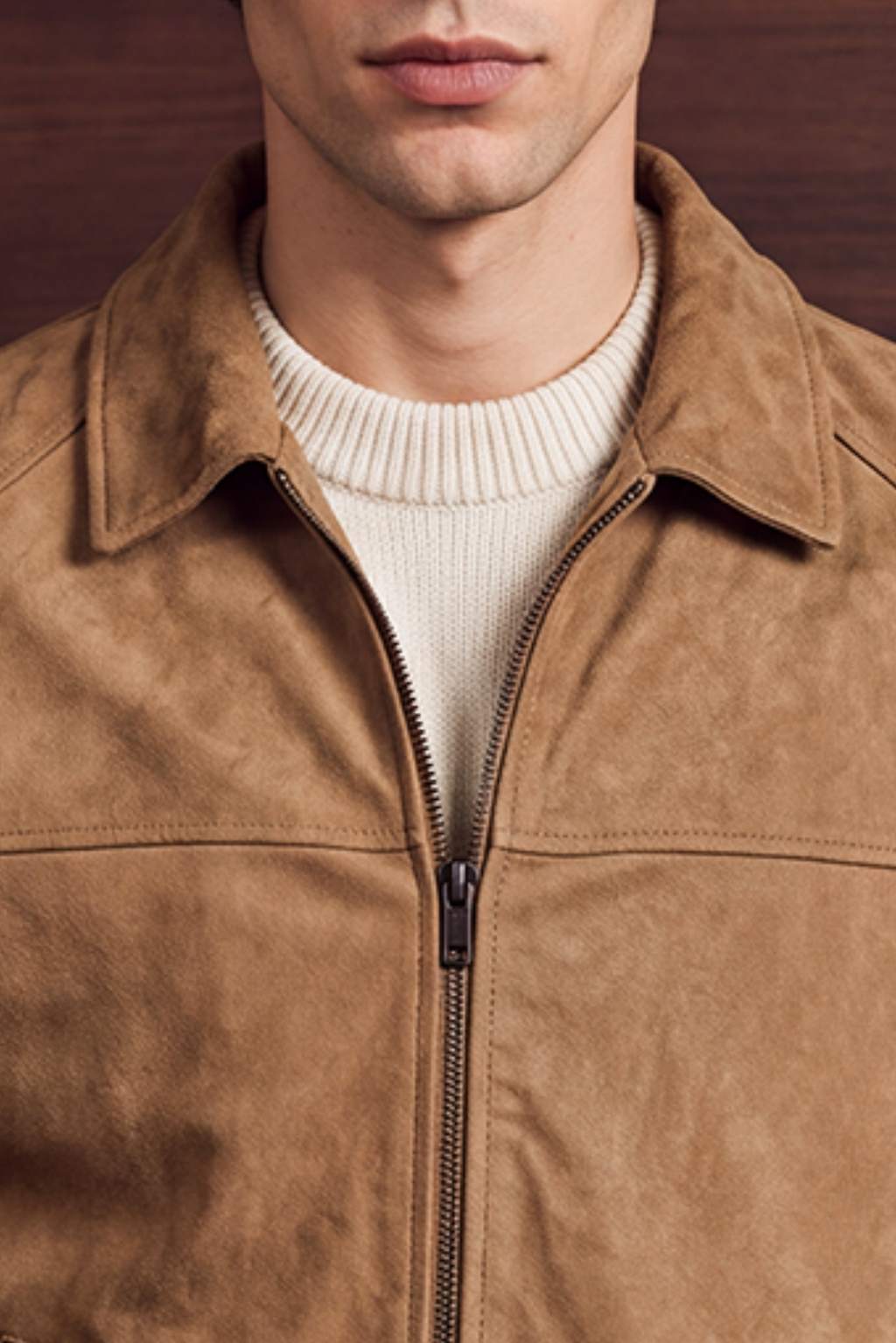 Men’s Modern Suede Jacket – Sand