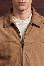 Men’s Modern Suede Jacket – Sand