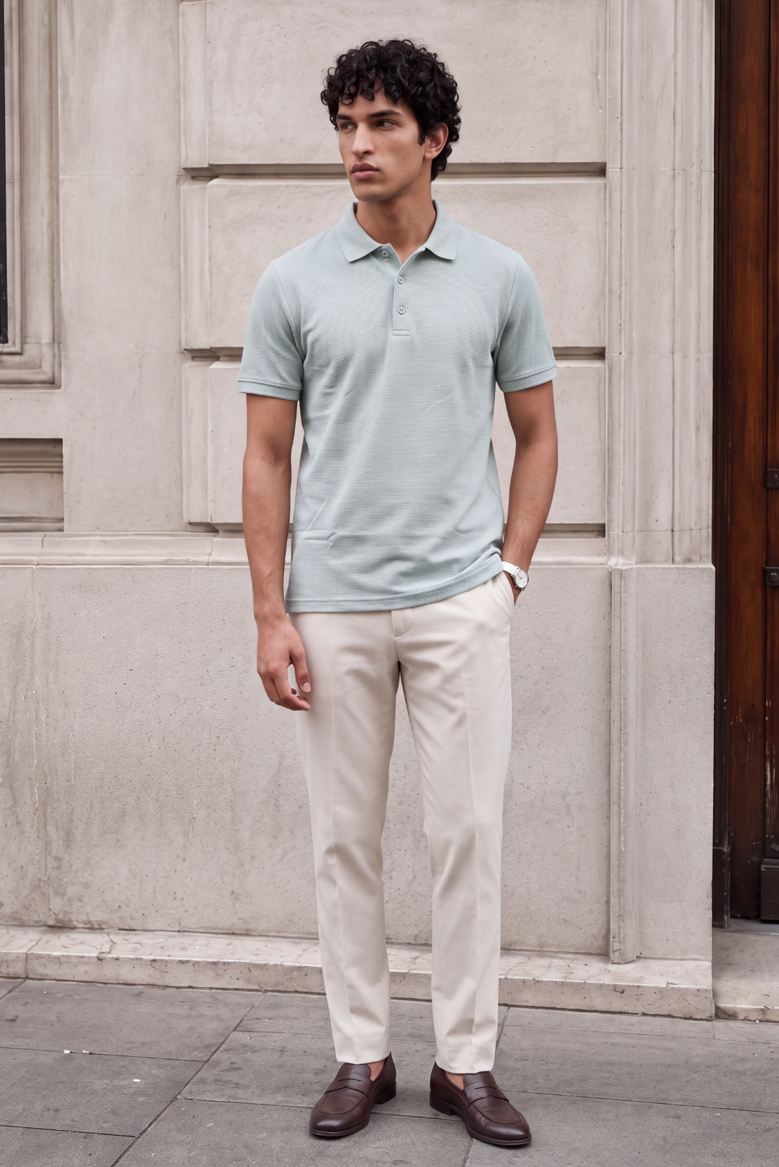 Textured Polo - Ash Green Secondary image