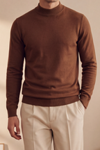 Soft Knit Mock Neck Sweater – Coffee