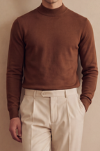 Soft Knit Mock Neck Sweater – Coffee
