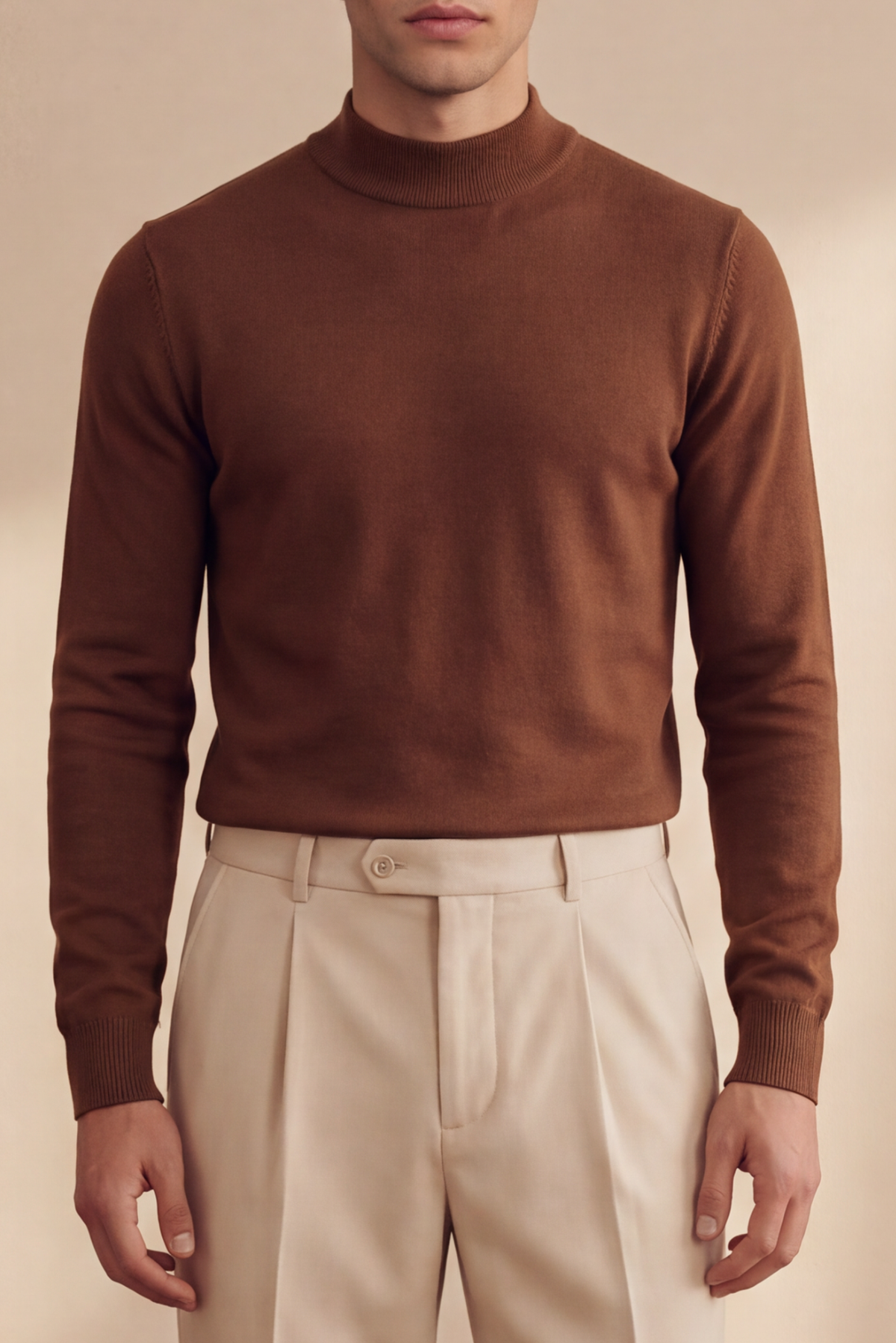 Soft Knit Mock Neck Sweater – Coffee