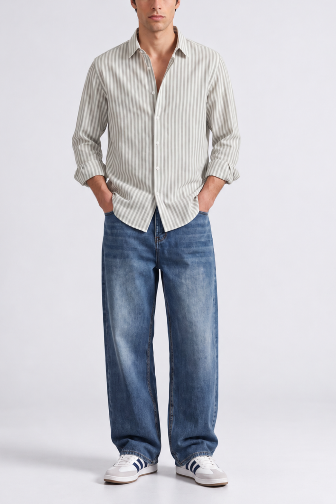 Green And White Stripe - Men