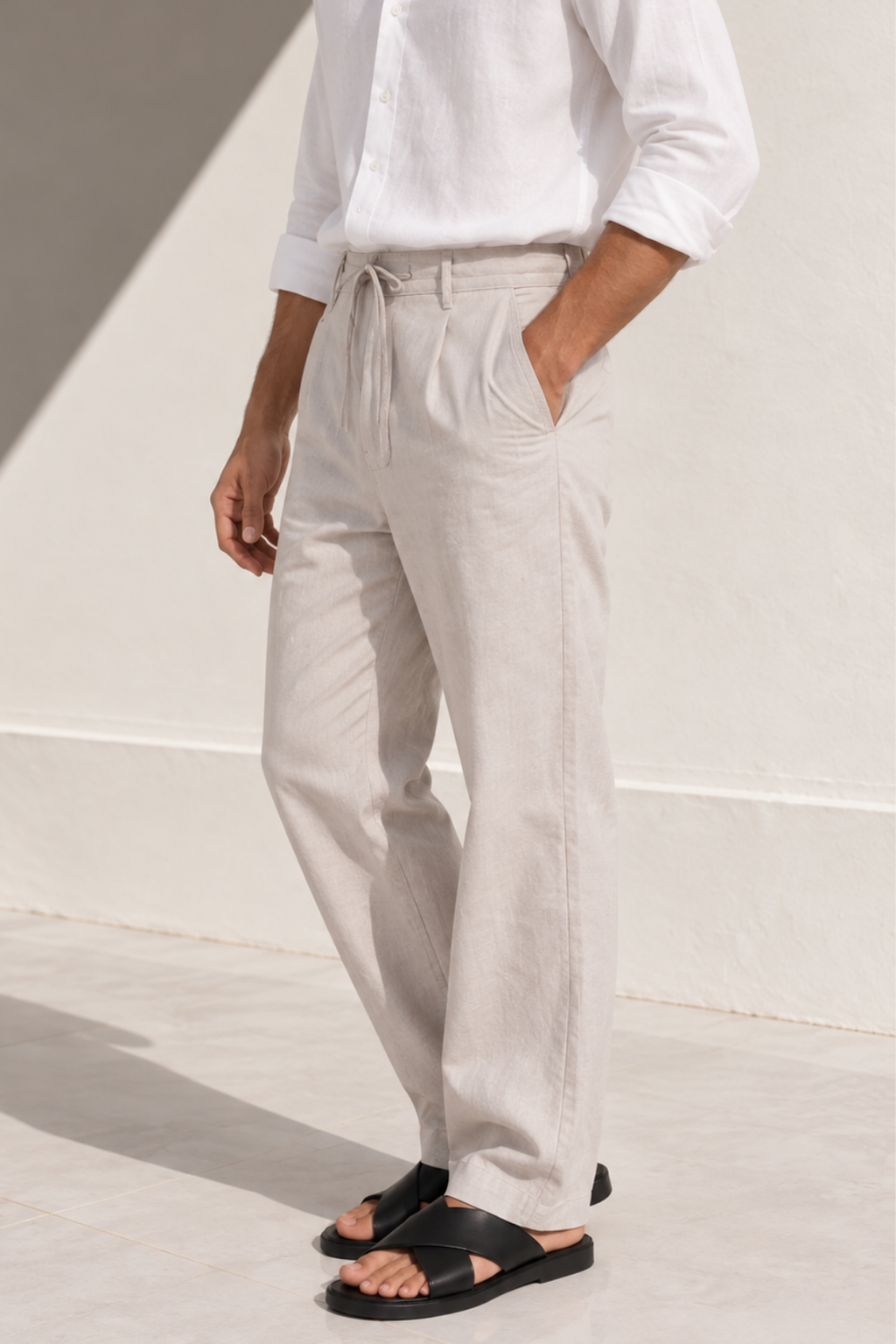 Grey Linen Trouser - Men