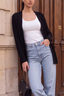 Front-Open Knit Cardigan - Black