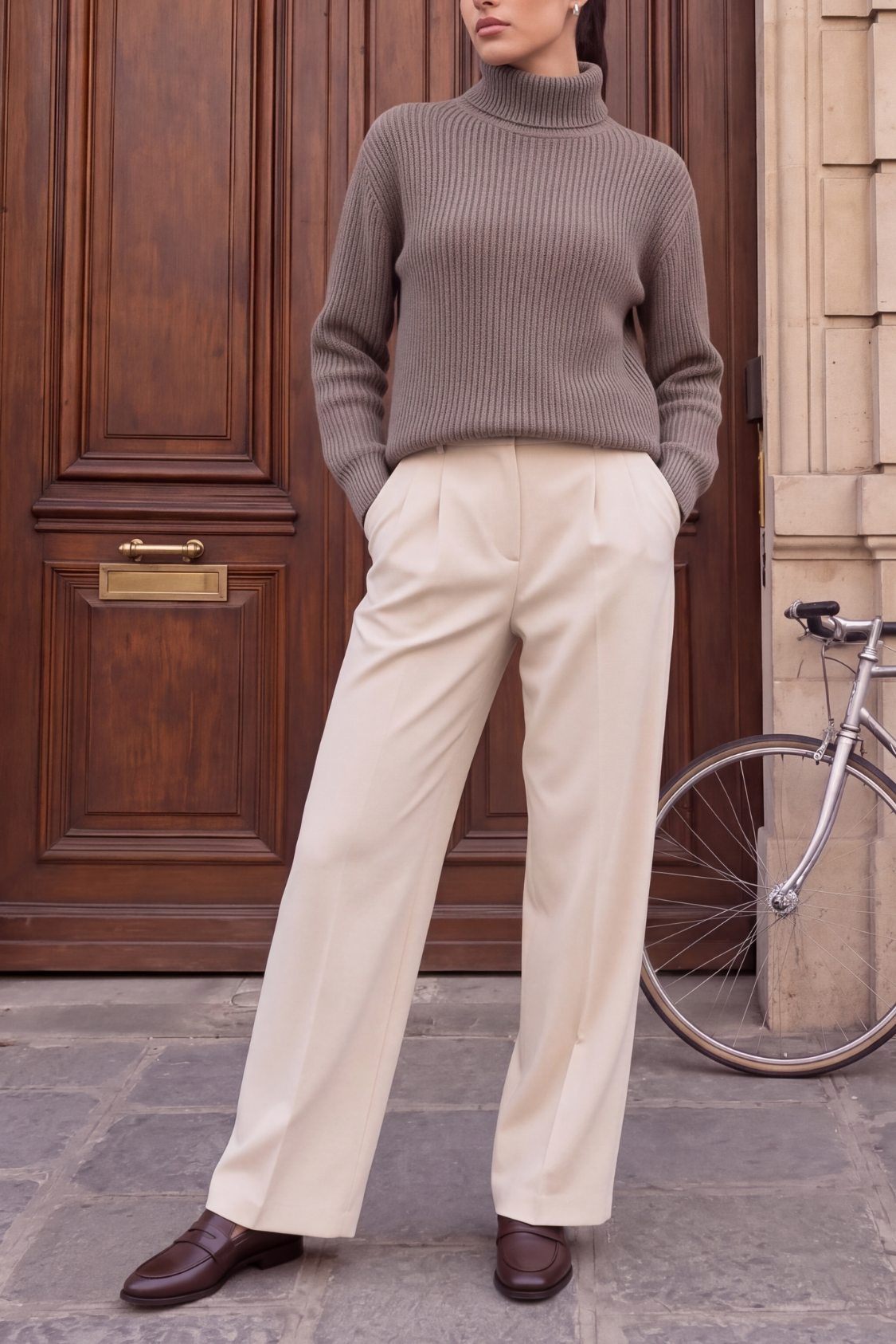 Warm Twilight Turtleneck Sweater - Dusty Taupe