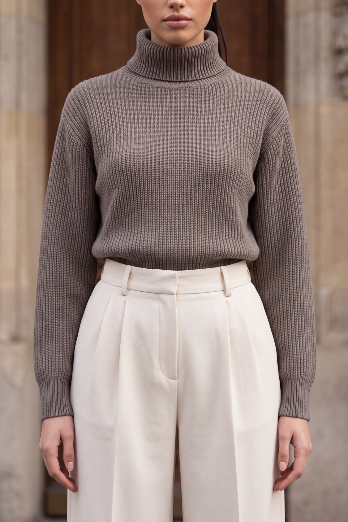 Warm Twilight Turtleneck Sweater - Dusty Taupe Main image