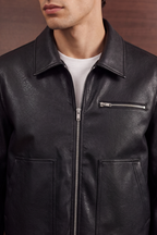 Classic Faux Leather Jacket – Black