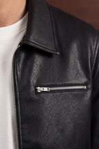 Classic Faux Leather Jacket – Black