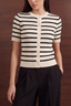 Striped Knit Cardigan - White and Black