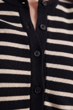 Striped Knit Cardigan - Black And White