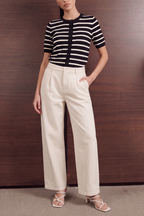 Striped Knit Cardigan - Black And White