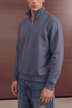 Relaxed Quarter Zipper - Steel Grey