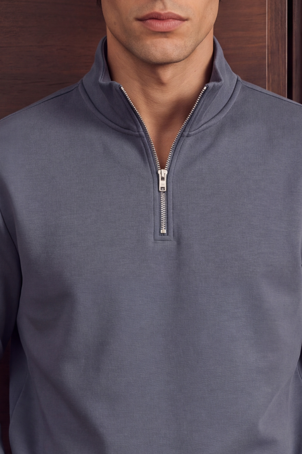 Relaxed Quarter Zipper - Steel Grey