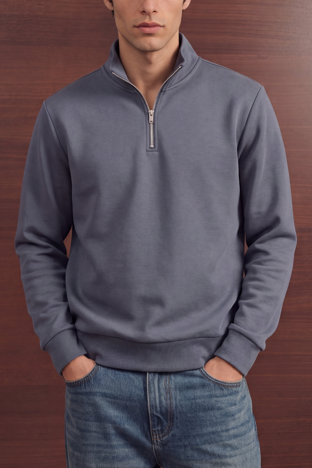 Relaxed Quarter Zipper - Steel Grey