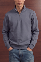 Relaxed Quarter Zipper - Steel Grey