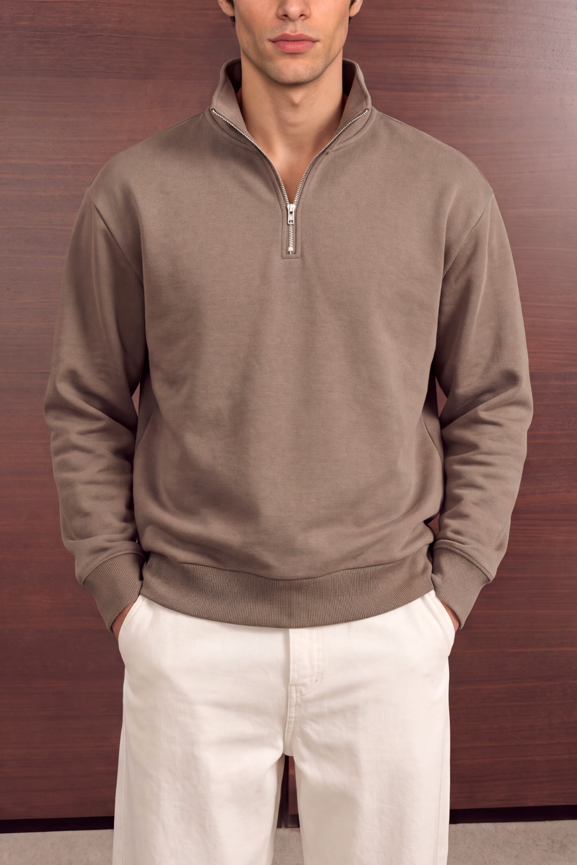 Relaxed Quarter Zipper - Sand Main image