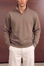 Relaxed Quarter Zipper - Sand