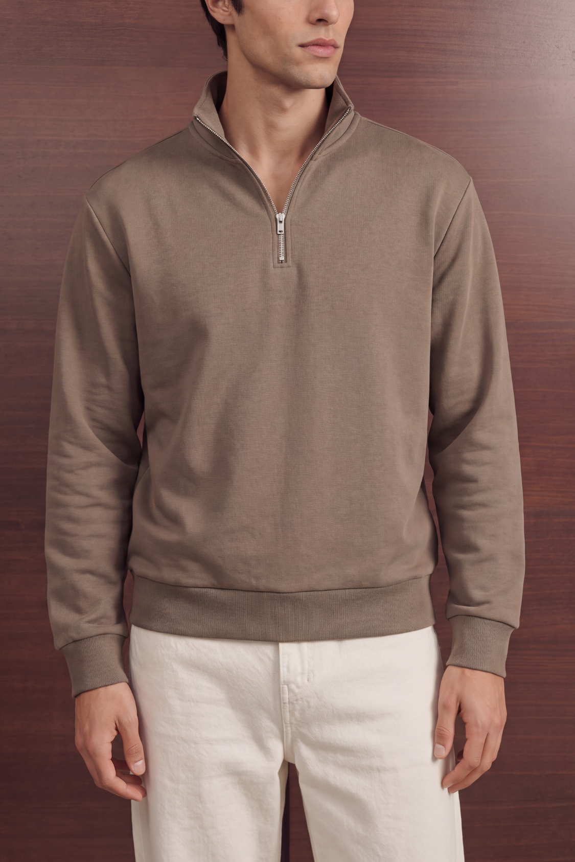 Relaxed Quarter Zipper - Sand