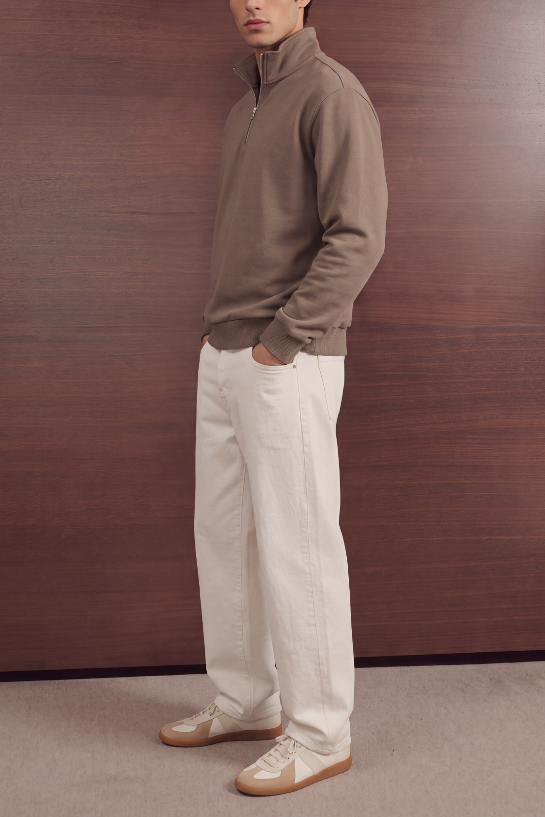 Relaxed Quarter Zipper - Sand
