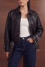 Buckle Faux Leather Jacket - Black