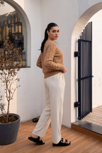 Dusty Cable Knit Sweater - Nude