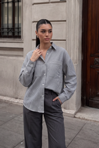 The Relaxed Stripe Shirt - Ash stripe