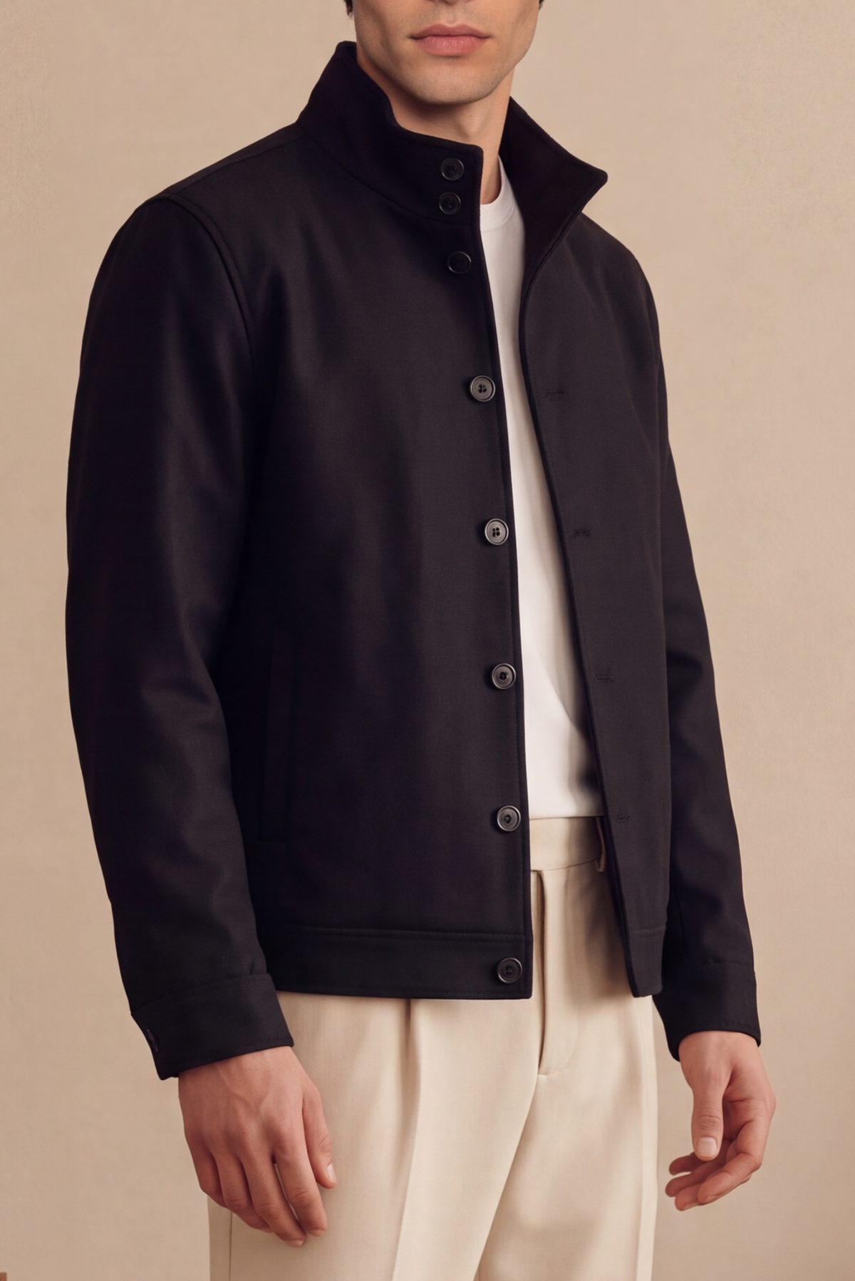 Tailored Herringbone Jacket – Black Main image