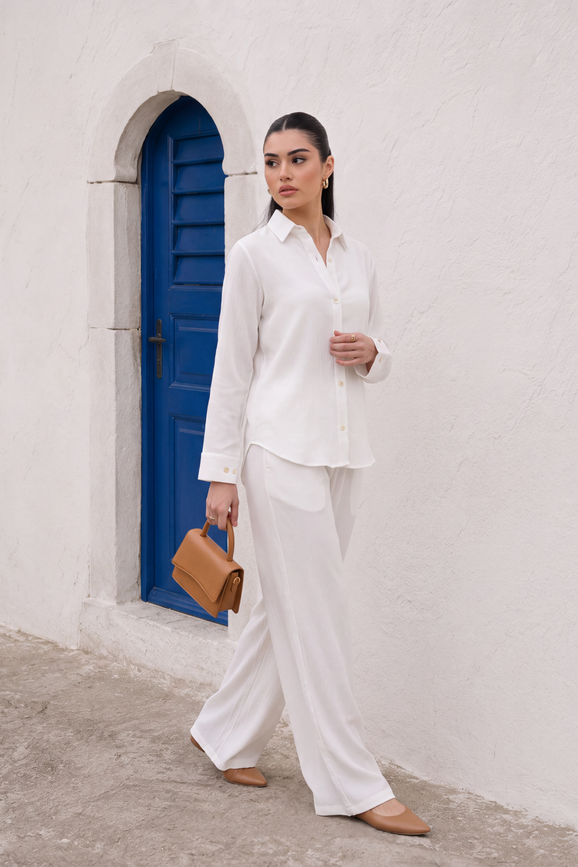 Crinkle Co-Ord Set - Pure White Main image