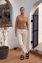 Dusty Cable Knit Sweater - Nude