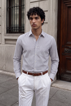 Striped Button Down - Blue & White
