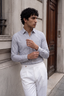 Striped Button Down - Blue & White