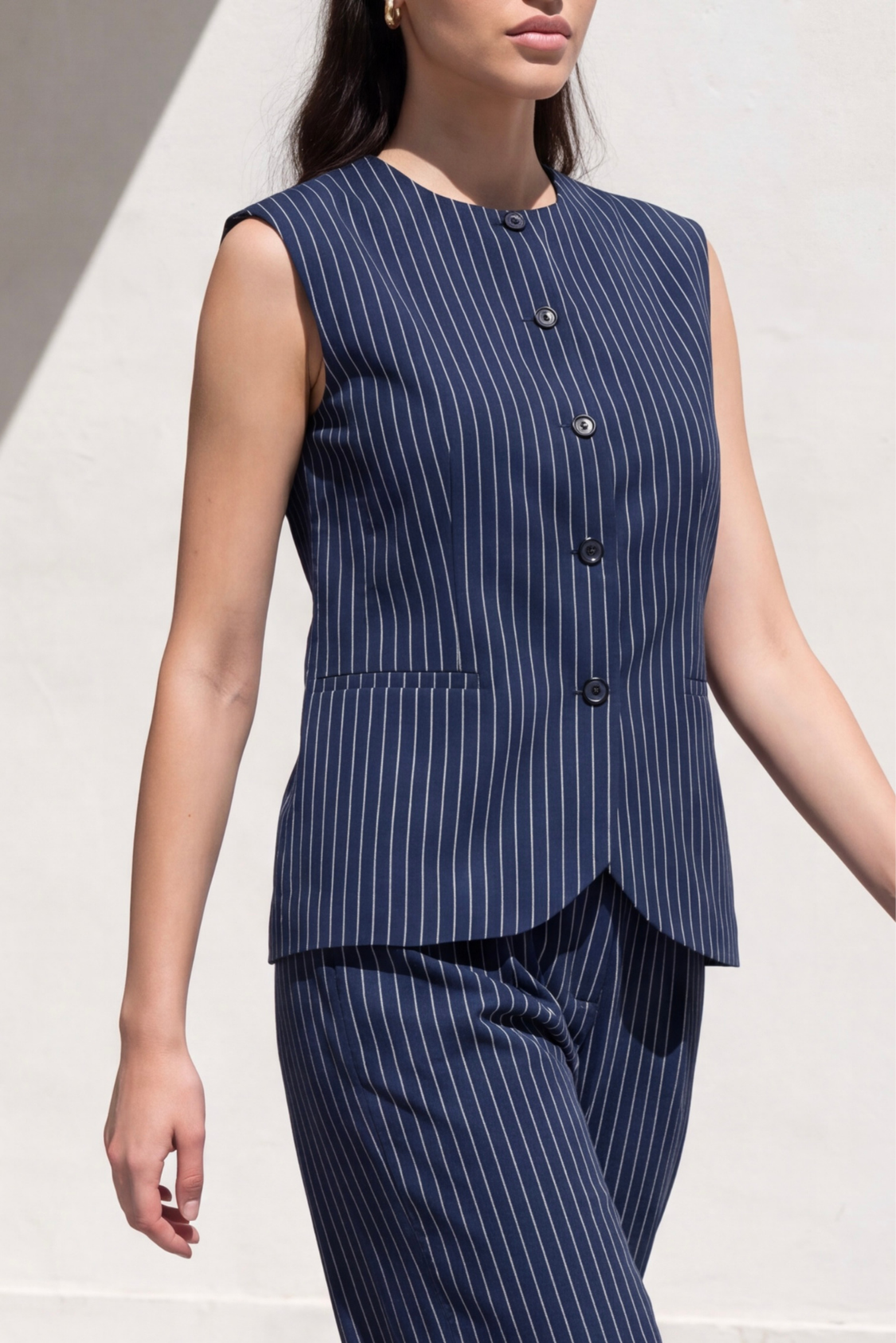 The Essential Vest Set - Blue and white