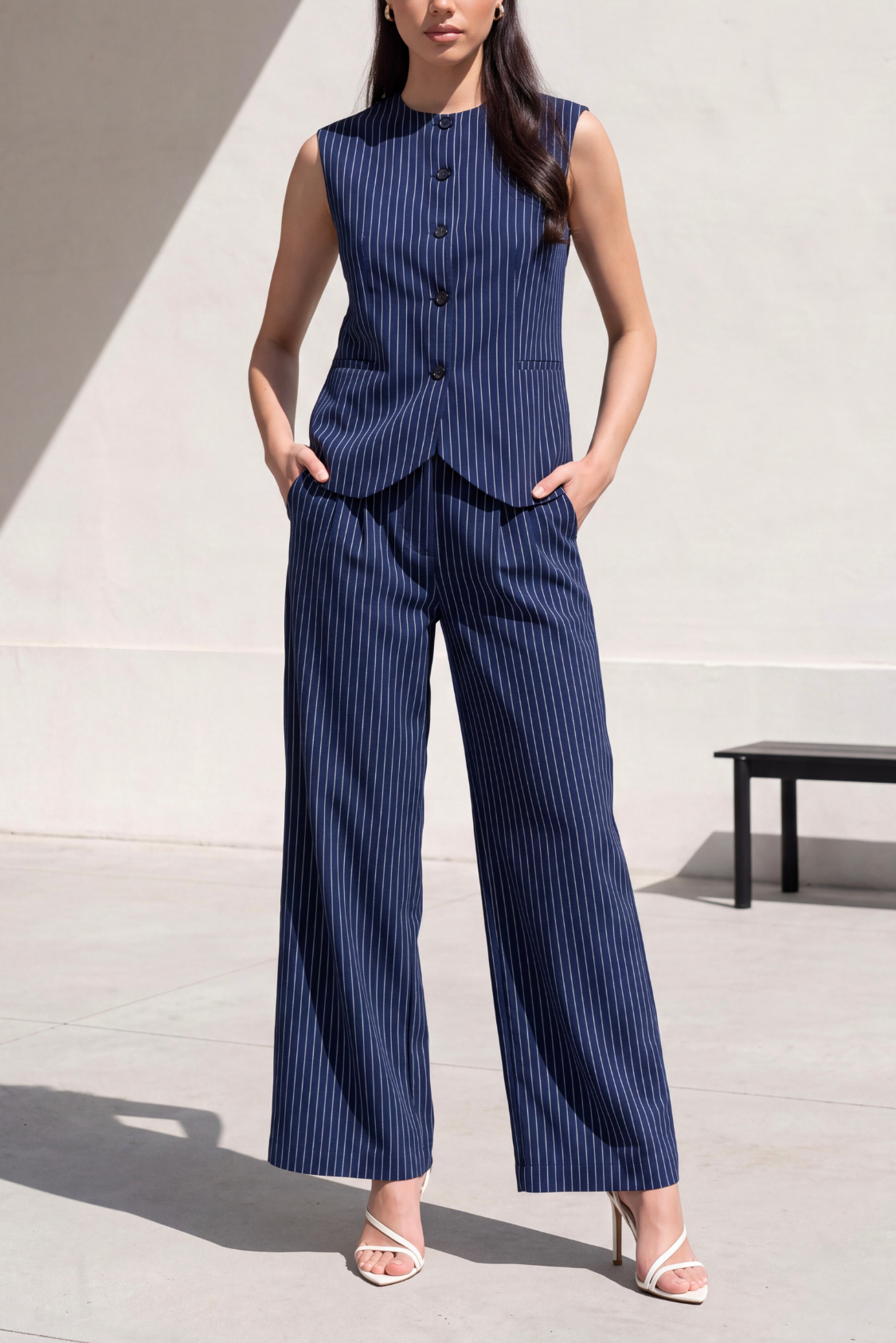 The Essential Vest Set - Blue and white