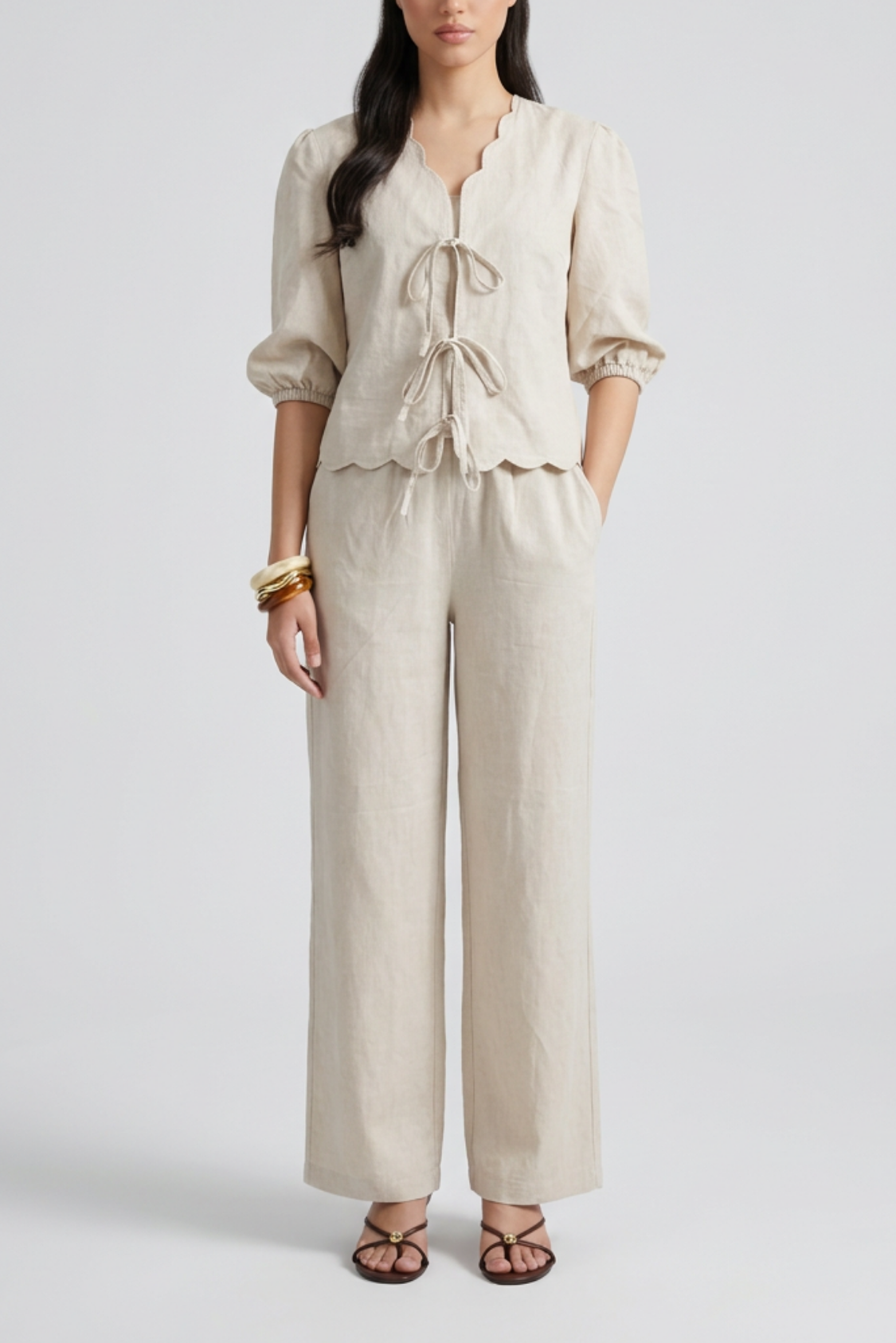 Curve Co-ord Set - Beige Main image