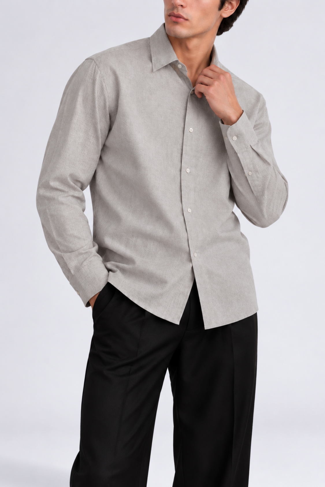 Light Grey Linen Shirt - Men Secondary image