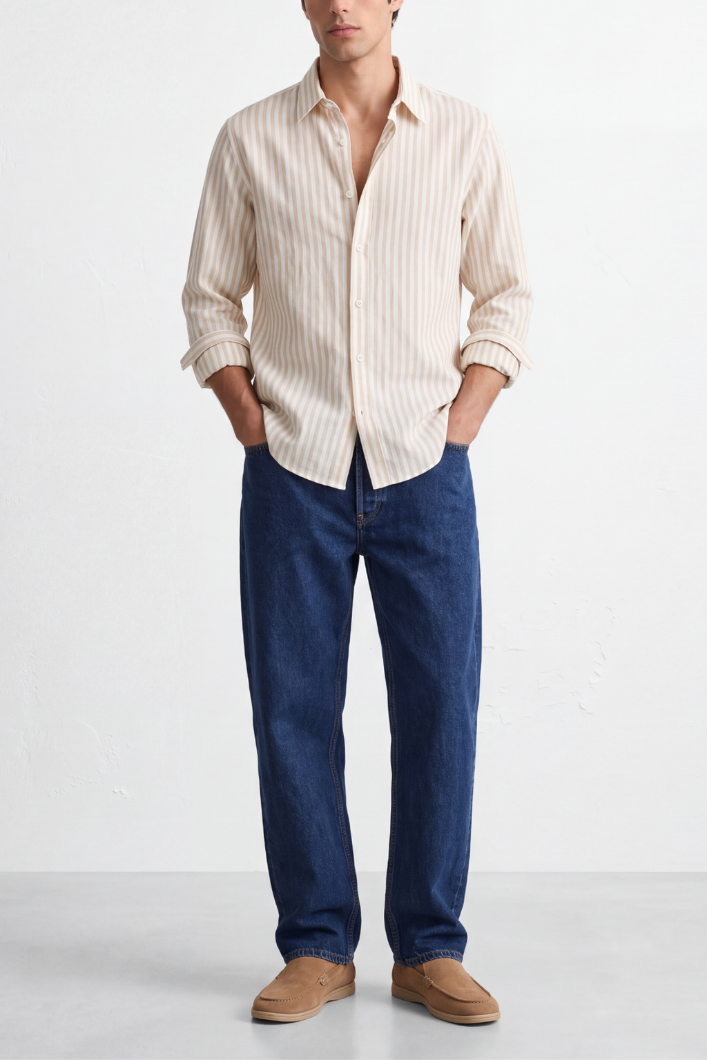 Beige And White Stripes - Men