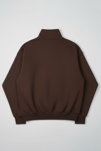 Women Classic Quarter Zip-up Sweatshirt - Brown