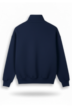 Women Classic Quarter Zip-up Sweatshirt - Navy Blue