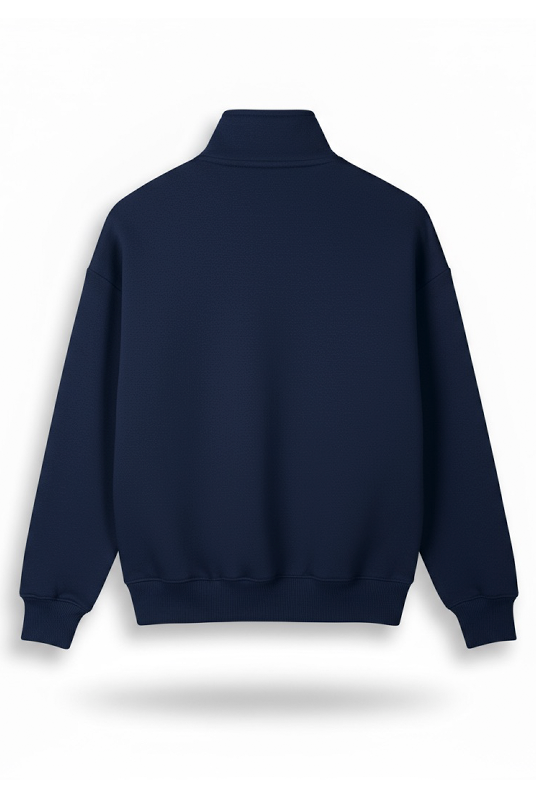Women Classic Quarter Zip-up Sweatshirt - Navy Blue