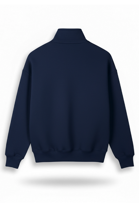 Women Classic Quarter Zip-up Sweatshirt - Navy Blue