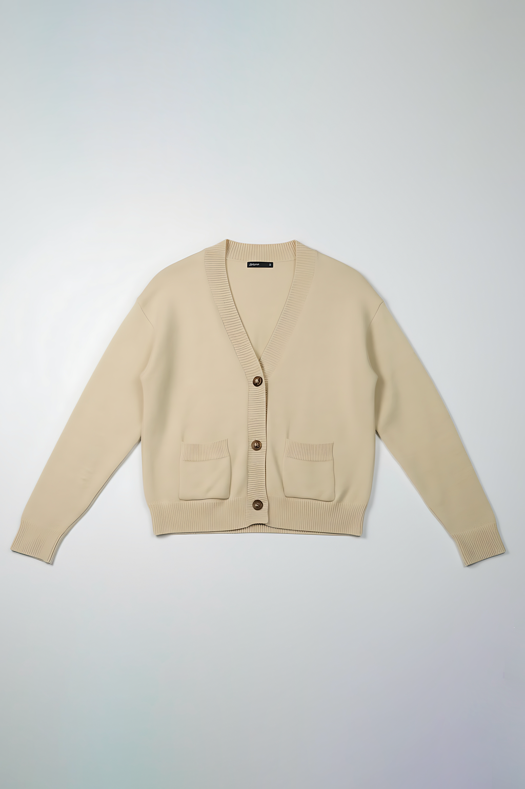 Snug-fit Wool Cardigan - Nude