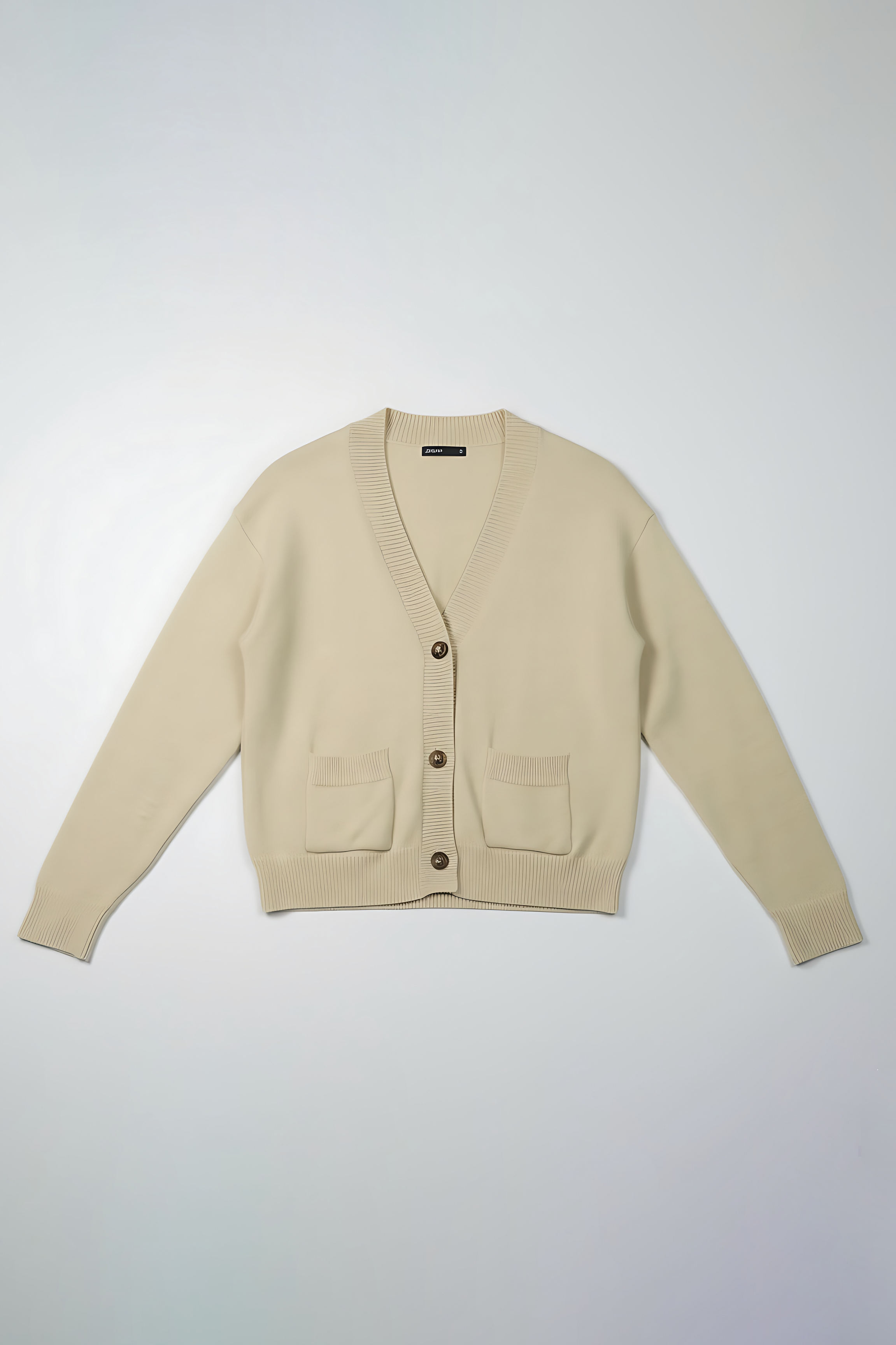 Snug-fit Wool Cardigan - Nude